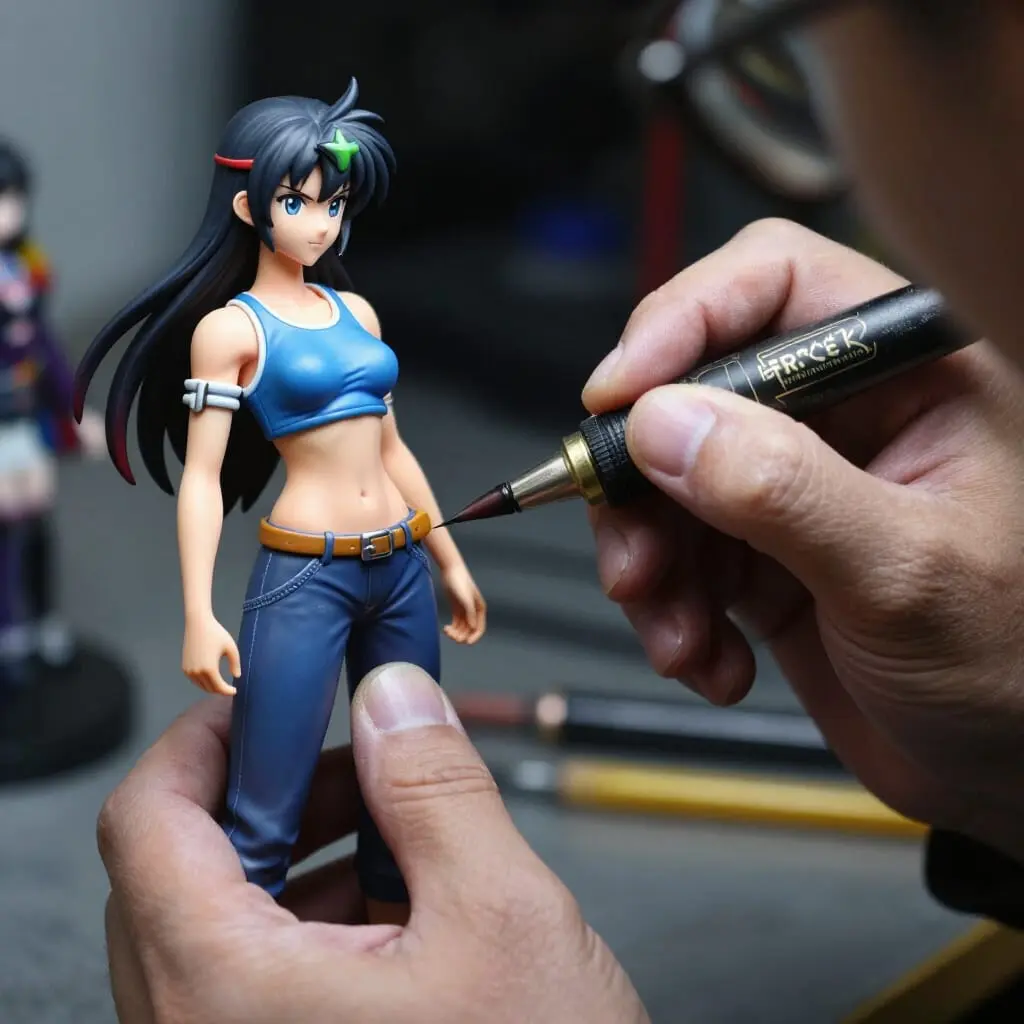 Peintre passionné en train de peindre une figurine de Garage Kit