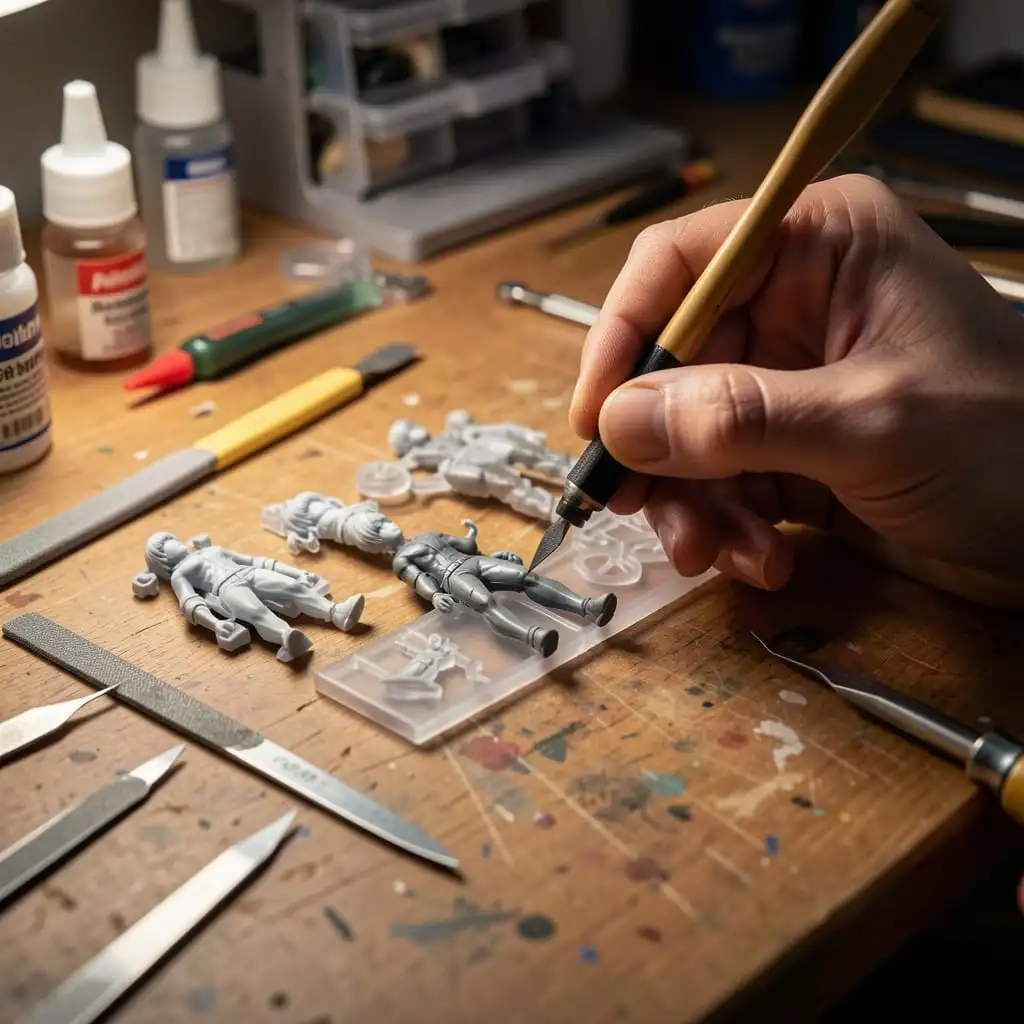 Assemblage d'une figurine Garage Kit avec ponçage et collage