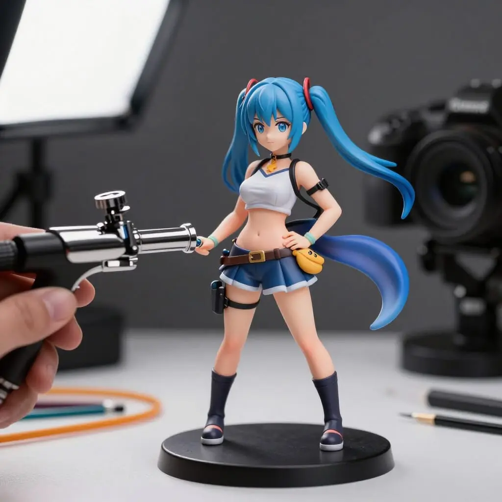Utilisation d'un aérographe sur une figurine en résine