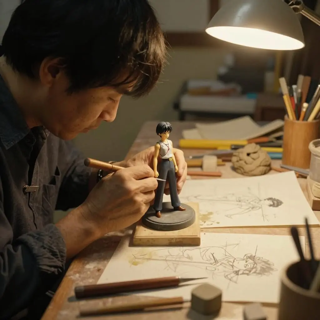 Atelier japonais de création de figurines dans les années 1970