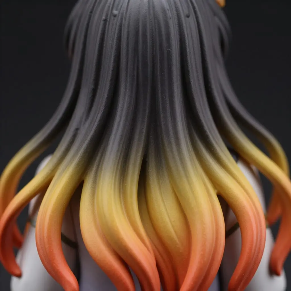 Peinture détaillée des cheveux d'une figurine