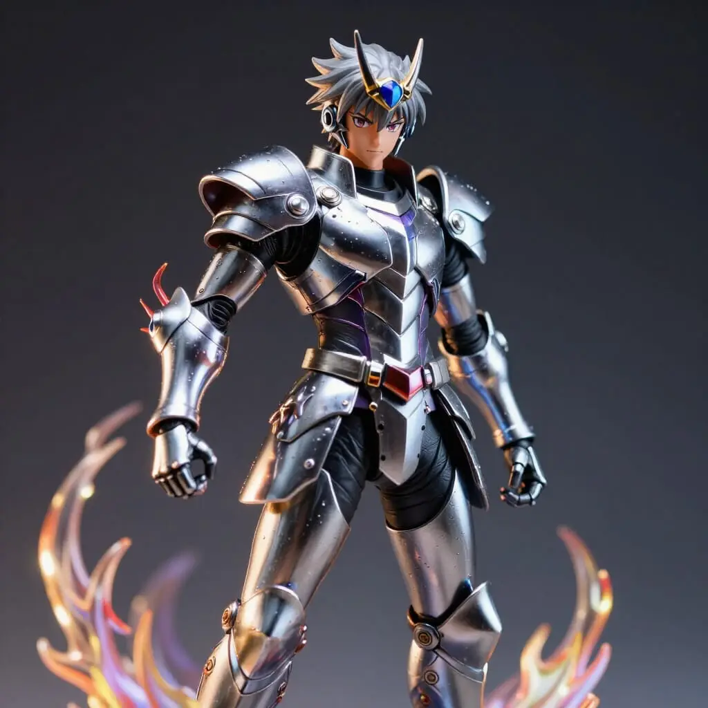 Effets métalliques et chrome sur une figurine