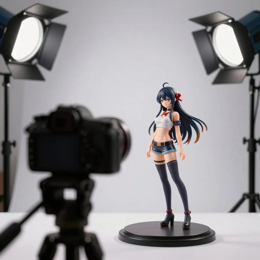 Installation photo pour mettre en valeur une figurine peinte