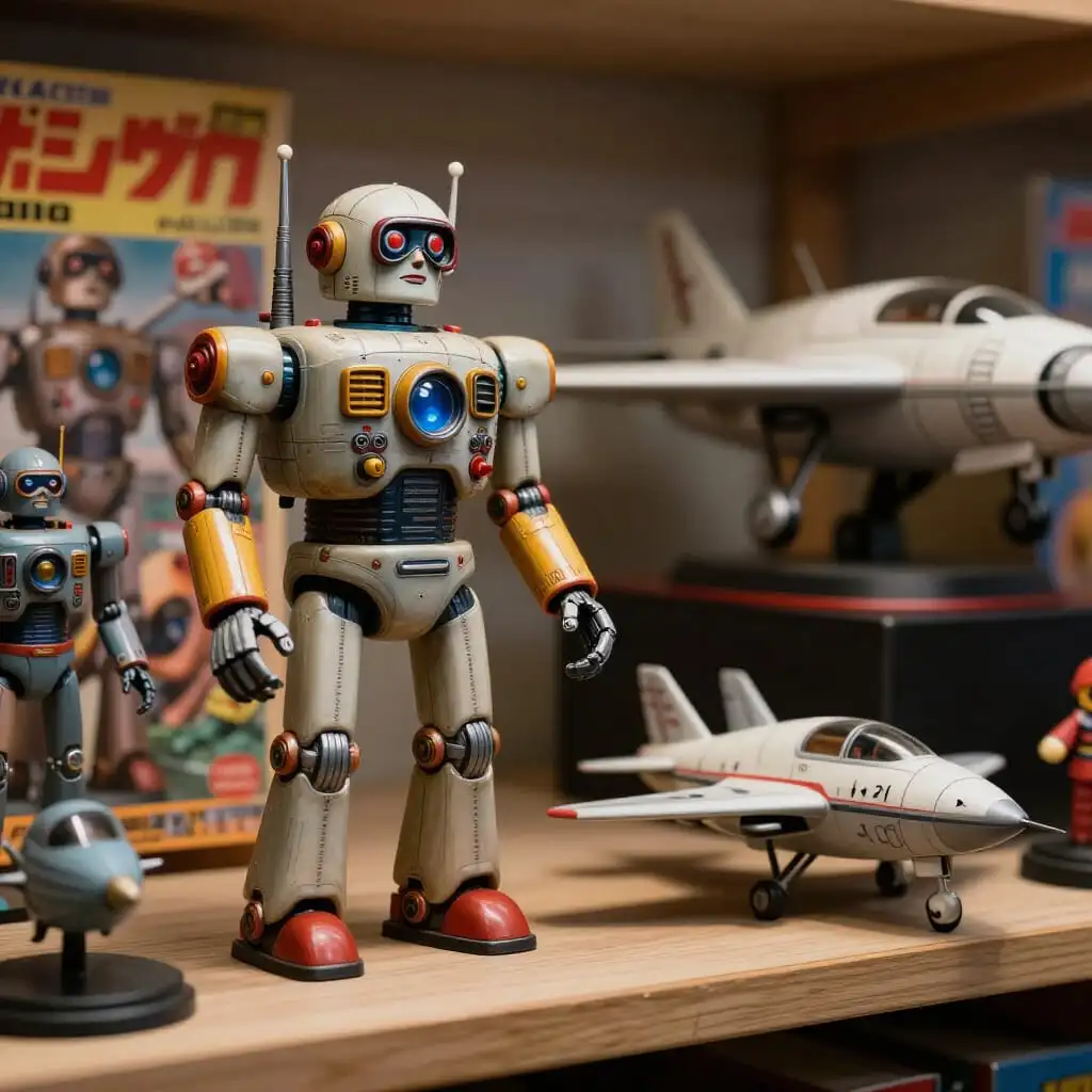 Figurines rétro inspirées des premiers robots japonais