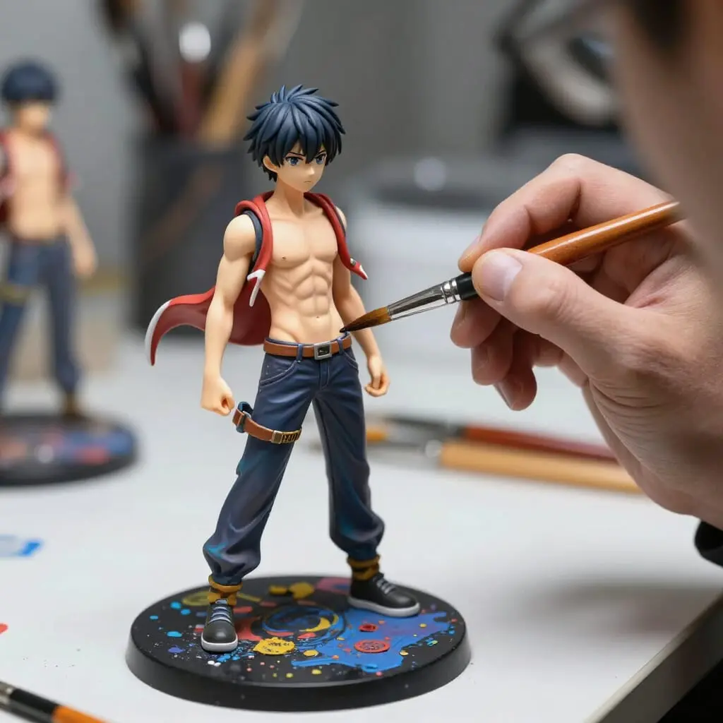 Premières étapes de peinture d'une figurine en résine