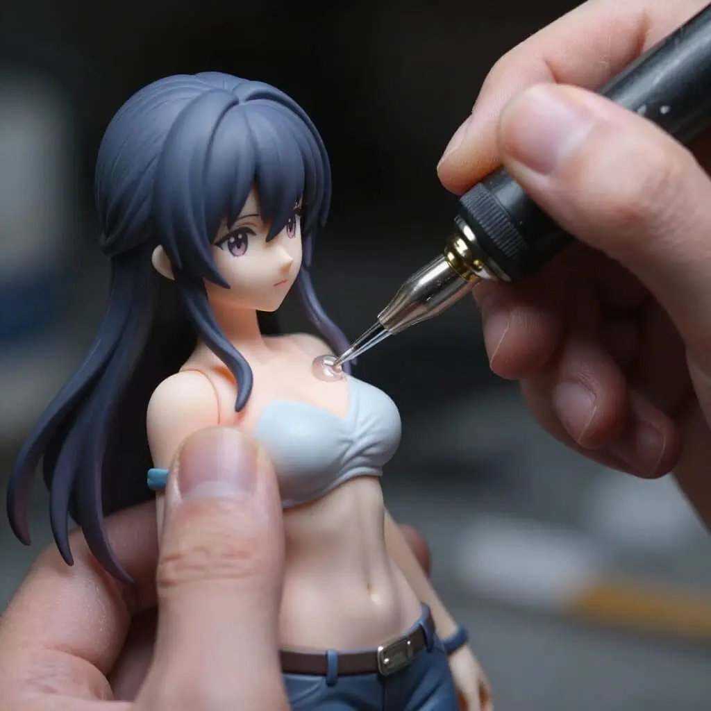 Application d'un vernis de protection sur une figurine